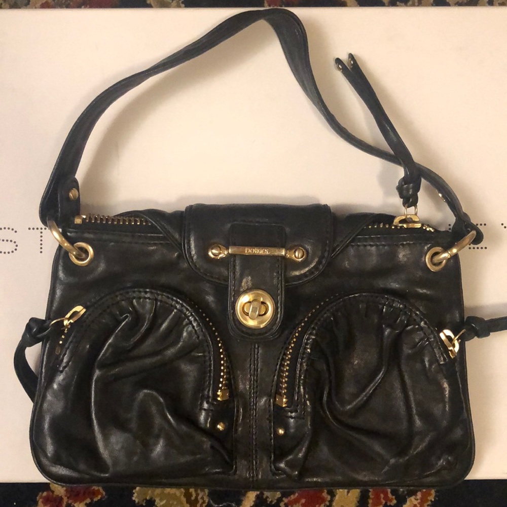 Botkier Black leather bag with gold accent